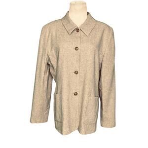 Lord & Taylor vintage beige wool buttoned blazer size 14
